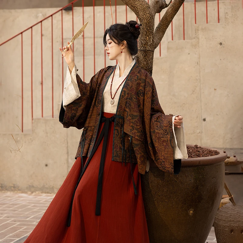 池夏【中国符号:吉祥止止】晋制褶衣上襦亚麻破裙原创改良汉服 春