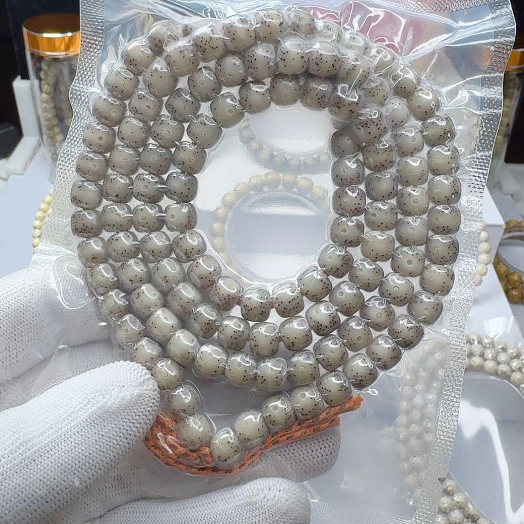 手串星月菩提石玉料8/7糯冰冰透料一线天留白小细星多圈