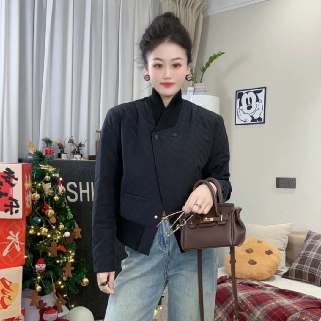 2025春季新款格子高级百搭感格纹休闲宽松时髦休闲外套黑色