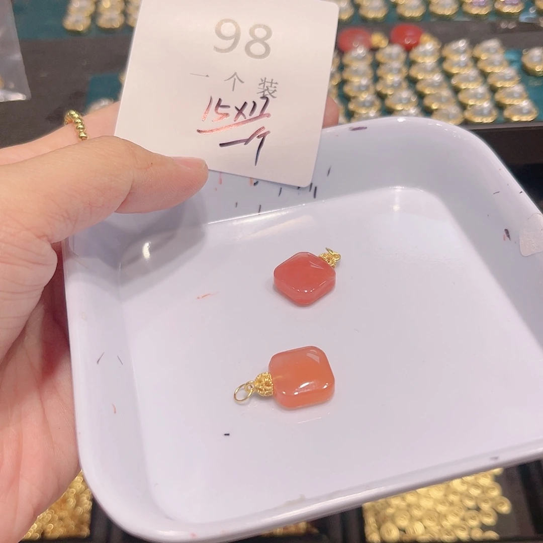 玛瑙/玉髓珠宝半成品银S925镀金镶嵌98