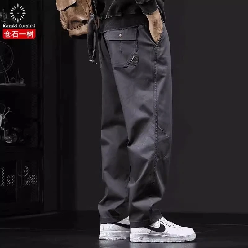 仓石一树潮牌秋冬季新款阔腿休闲裤男士复古直筒裤简约痞帅工装裤
