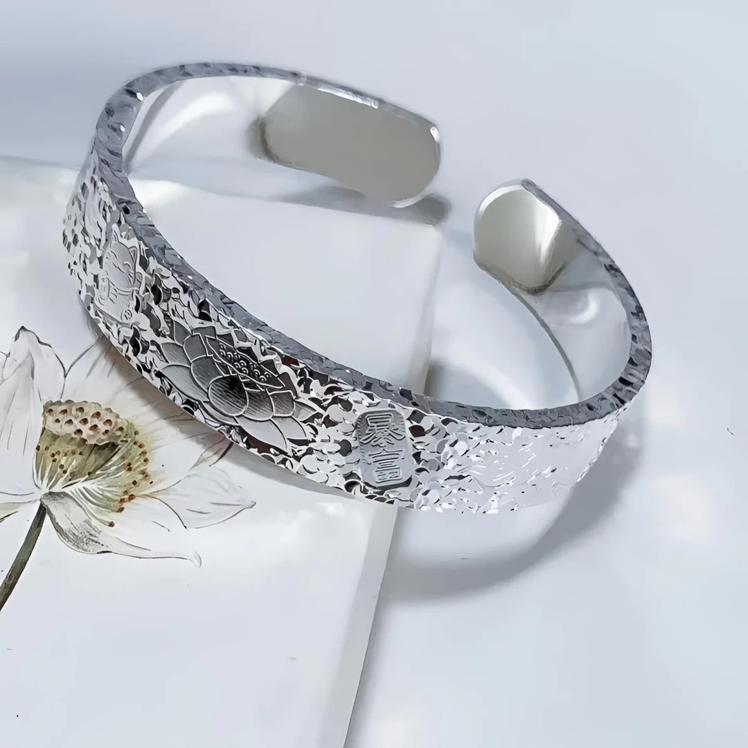 足银手镯 【官方正品】足银999 38三面碎冰冰吉言爆闪送礼妈妈