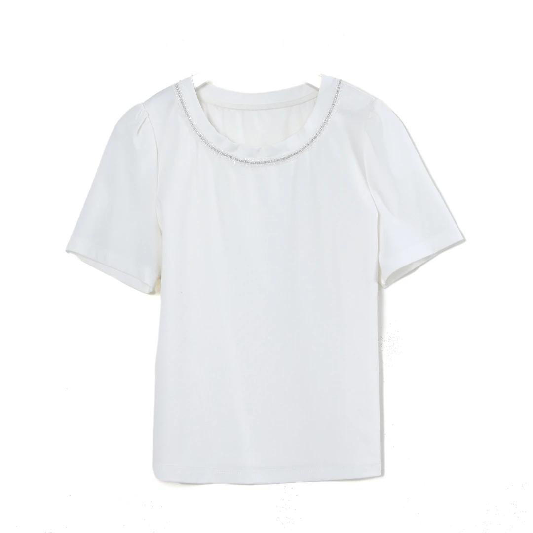 【千屿Sheila】夏季圆领女士短袖百搭重工T恤242-TX/0112-170130