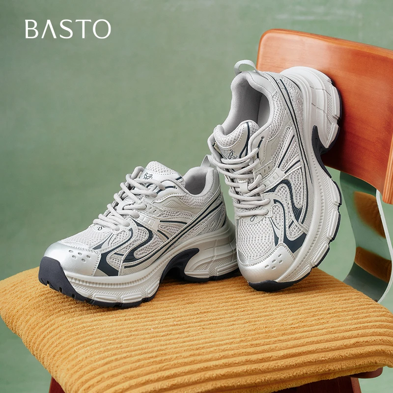 【百思图】2025春季新款商场同款街头老爹鞋厚底女休闲鞋A6186AM5