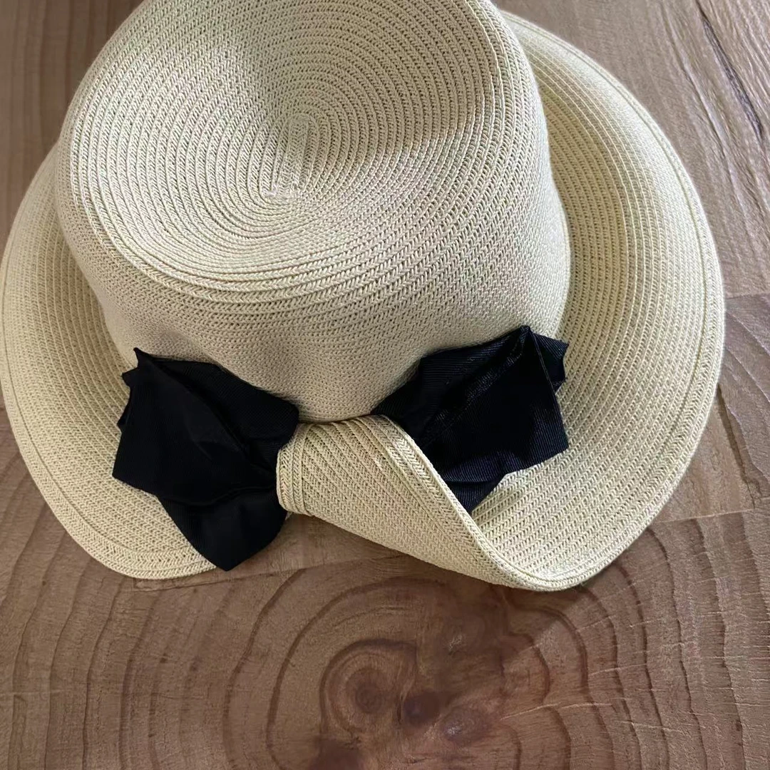 2025春季新款帽子草帽大檐帽蝴蝶结2EC0303