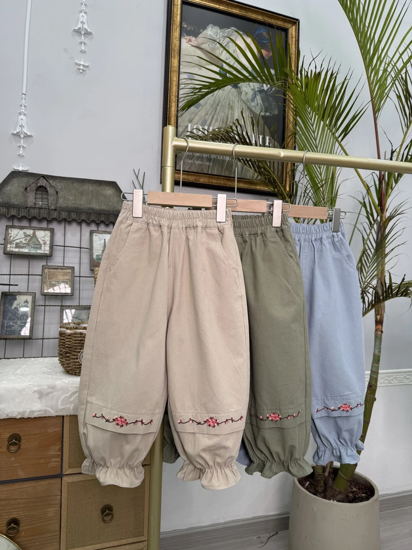 {花屿姑娘}❀601设计师原创新款韩森系女童春时尚儿童款束脚棉布裤