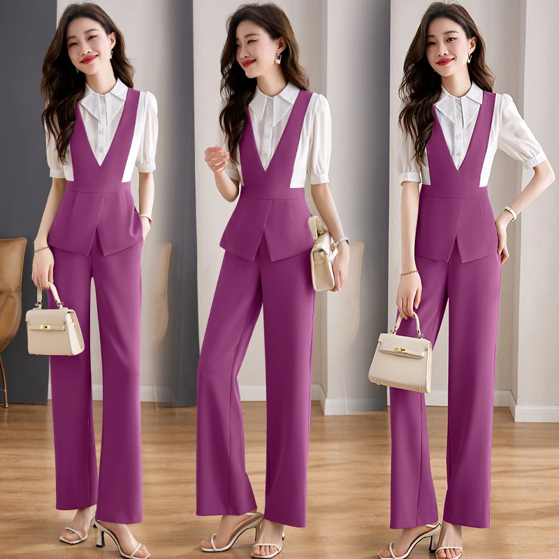 夏装职业装女套装干练气质时尚洋气时髦女神范高级感两件套裤子