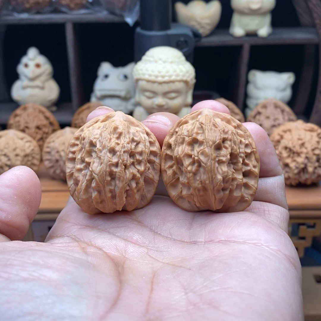 把件文玩核桃35野生油蜡皮