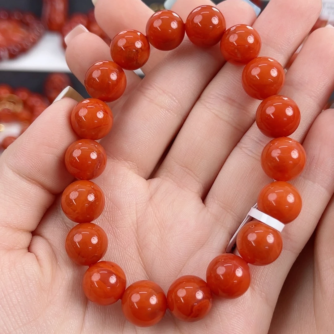 南红玛瑙未镶嵌瓦西柿子红11mm手串