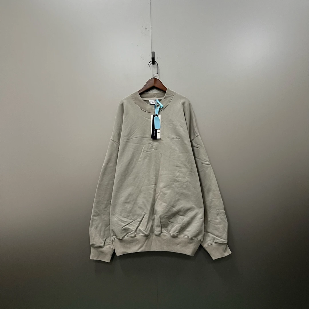 99新 Balenciaga/巴黎世家 h820 灰色刺绣logo卫衣 M码 203790
