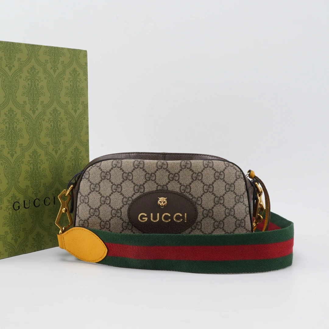 95新 GUCCI/古驰 虎头相机斜挎包【静文】BG22000025