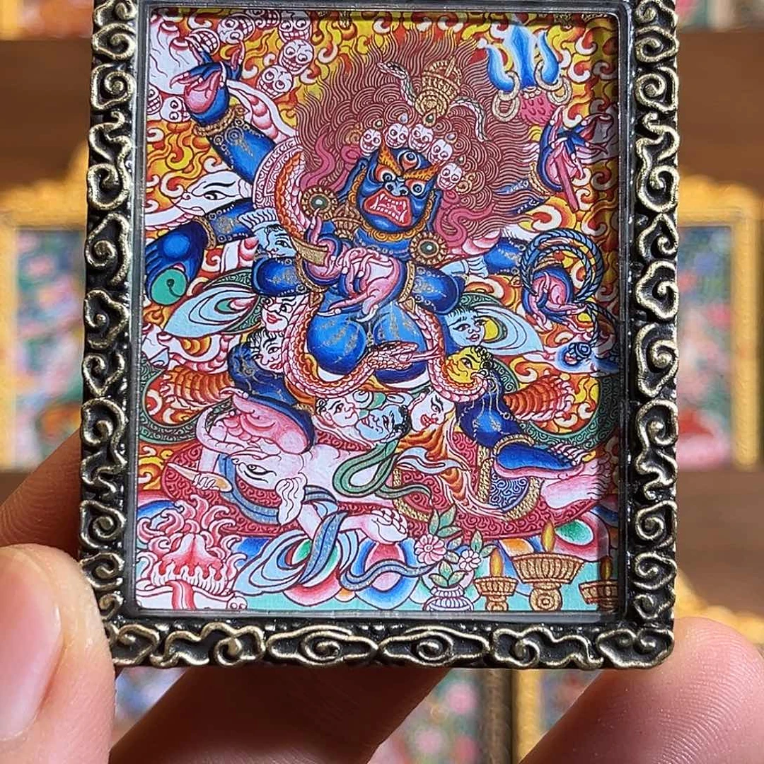 吊坠青海热贡纯手绘大黑天