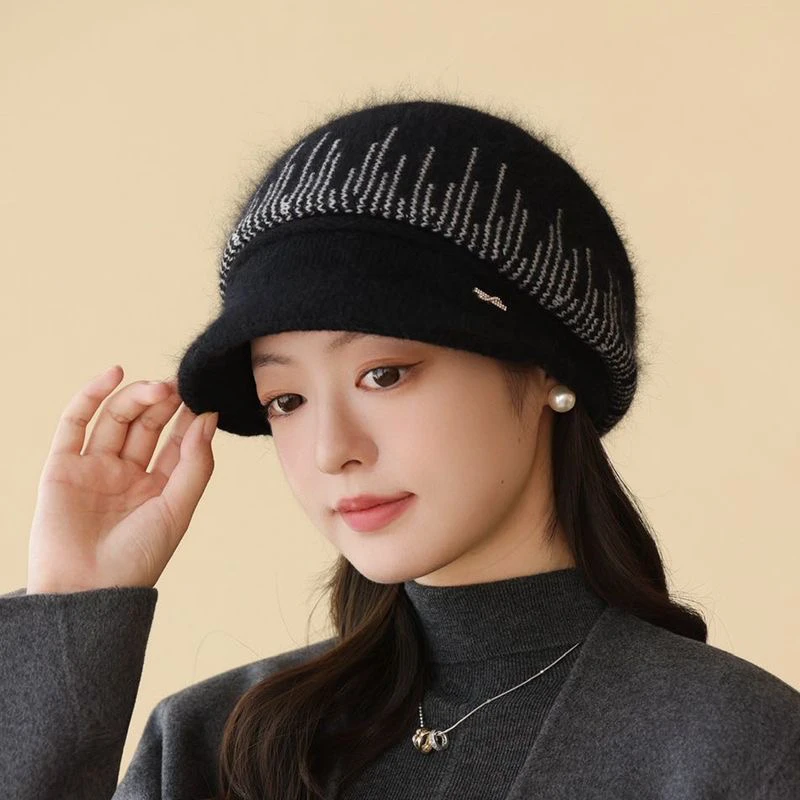 妈妈帽子冬天冬季加厚保暖毛线帽奶奶中老年中老年人兔毛针织棉帽
