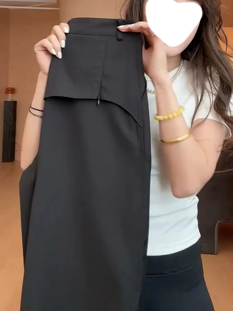 韩系时尚设计感高腰显瘦直筒裤女2025年秋季新款百搭休闲阔腿长裤