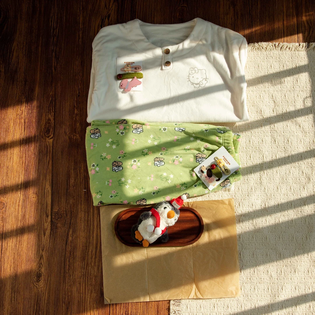 冬季新款男童女童印花睡裤家居裤薄款加绒秋冬护肚童装