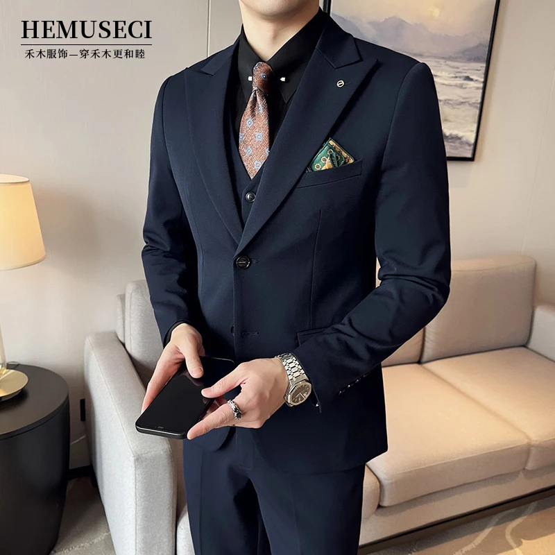 高级男士婚礼西服套装商务帅气外套西服韩版修身灰色休闲时尚潮流