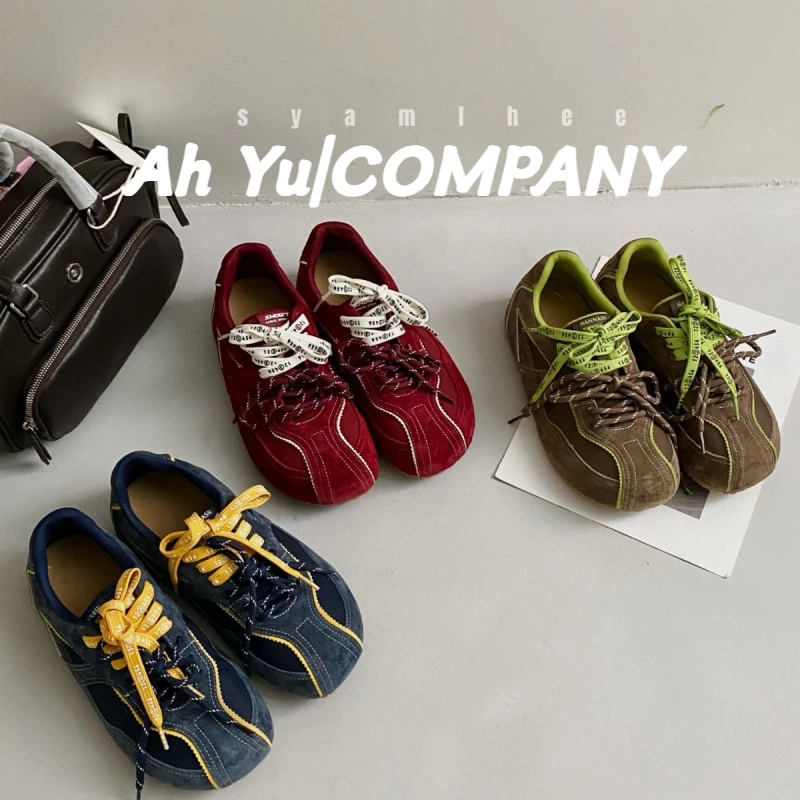 内增高红色德训鞋女2025新款双系带百搭休闲板鞋复古运动阿甘鞋