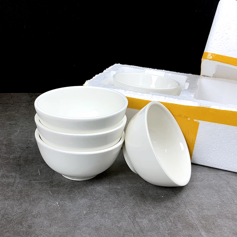 直播浮力4.5英寸10个特厚饭店用陶瓷白色米饭碗特厚碗耐摔耐用