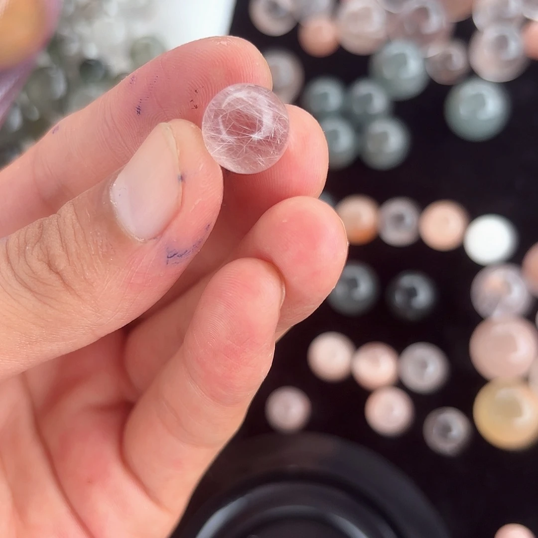 菲***豚未镶嵌珠宝半成品水晶定制通孔不退不换