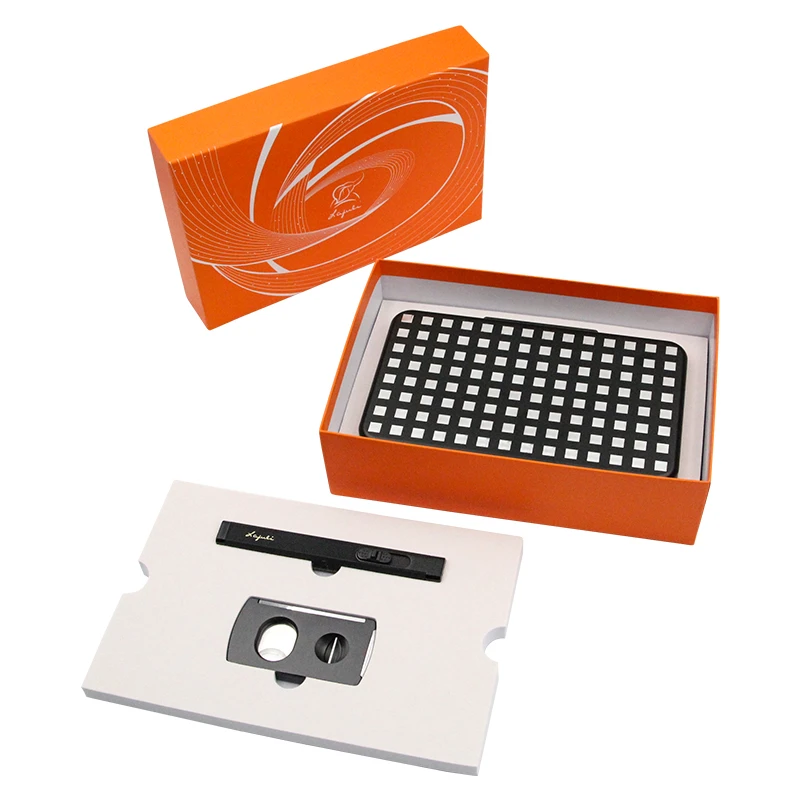 Lafuli便携雪茄工具礼盒套装 5位铝盒三合一雪茄剪刀笔式打火机