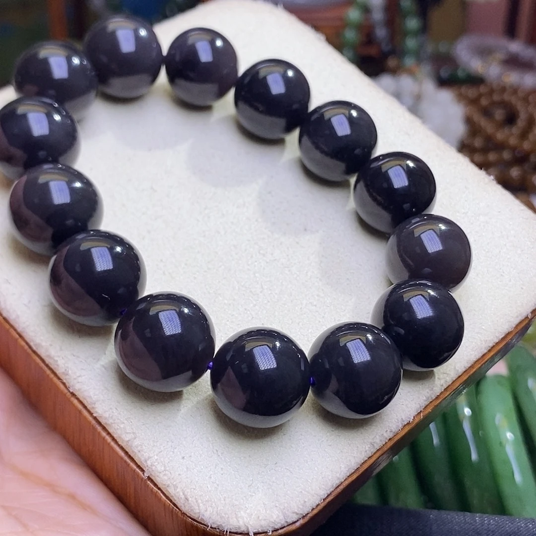 和田玉未镶嵌颈饰浓烟紫帝王紫脂膏级手链约16MM