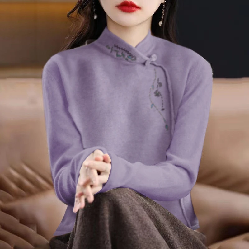 修身型加厚保暖常规款打底衫打底网红秋冬盘扣百搭上衣长袖冬季