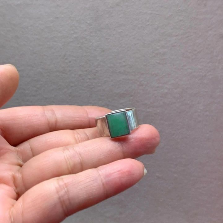 h***v翡翠戒指银S925镶嵌