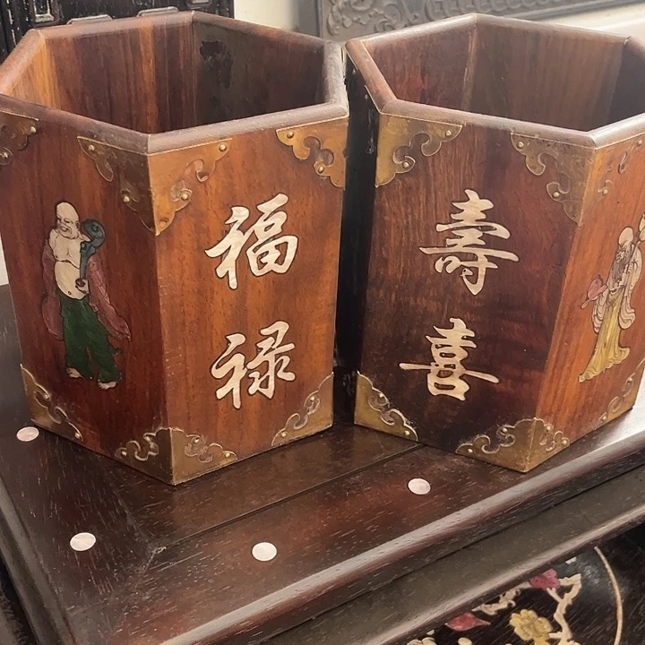 贡木一对笔筒笔筒笔筒