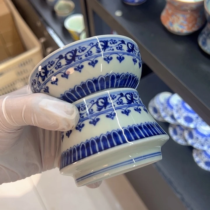 瓷片白青花宝相茶漏qq