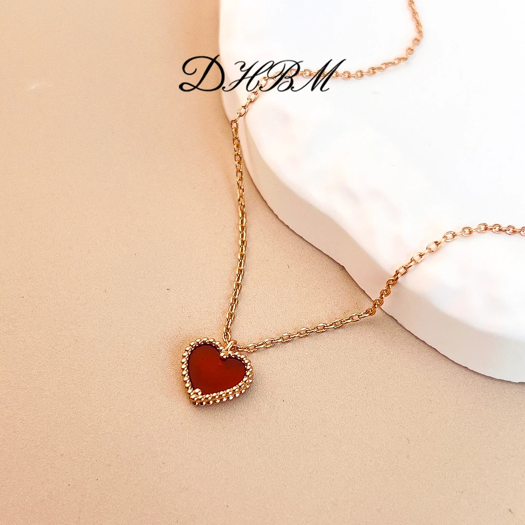 V金 【DHBM项链】CNC精工红色小爱心项链 VC040Y