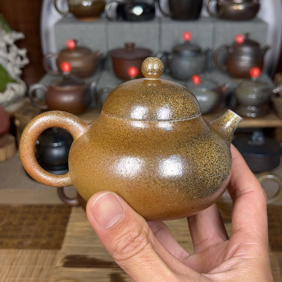 壶建水紫陶白泥秋韵风格220cc福禄壶