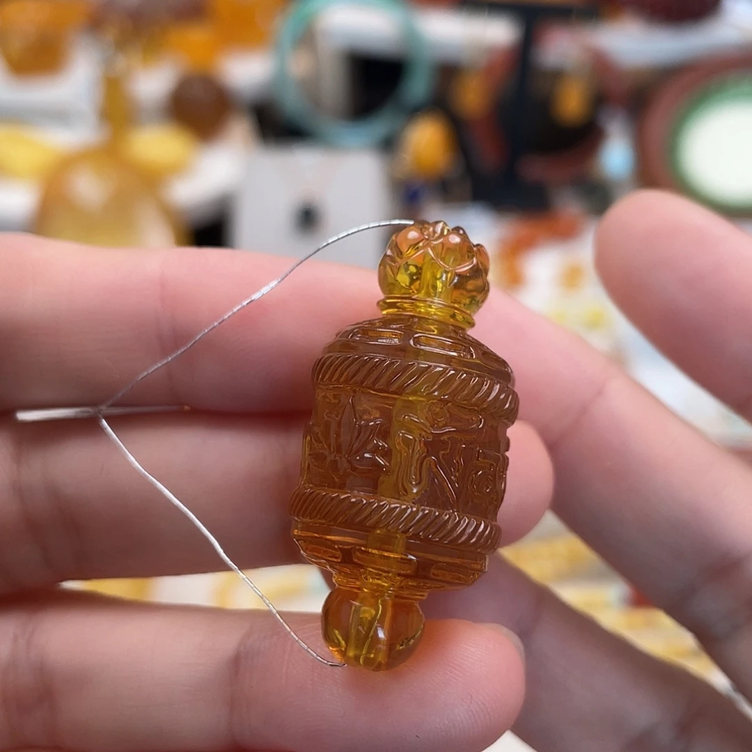 未镶嵌蓝珀珠宝奇石转经筒
