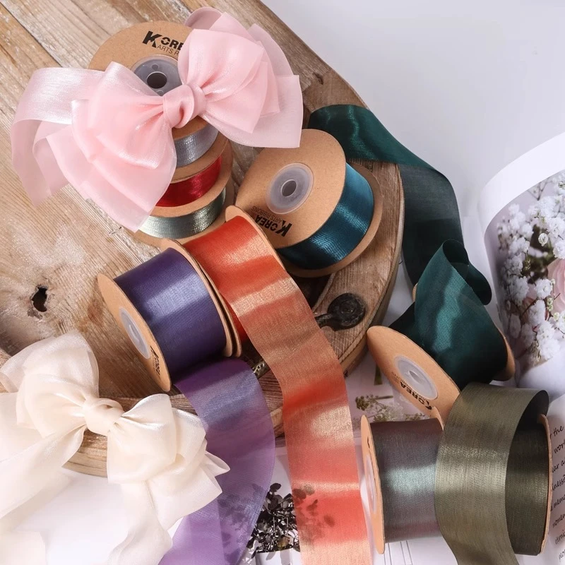 12cm直切幻彩人鱼姬玻璃雪纱带 DIY蝴蝶结发饰鲜花包装珠光鱼尾纱