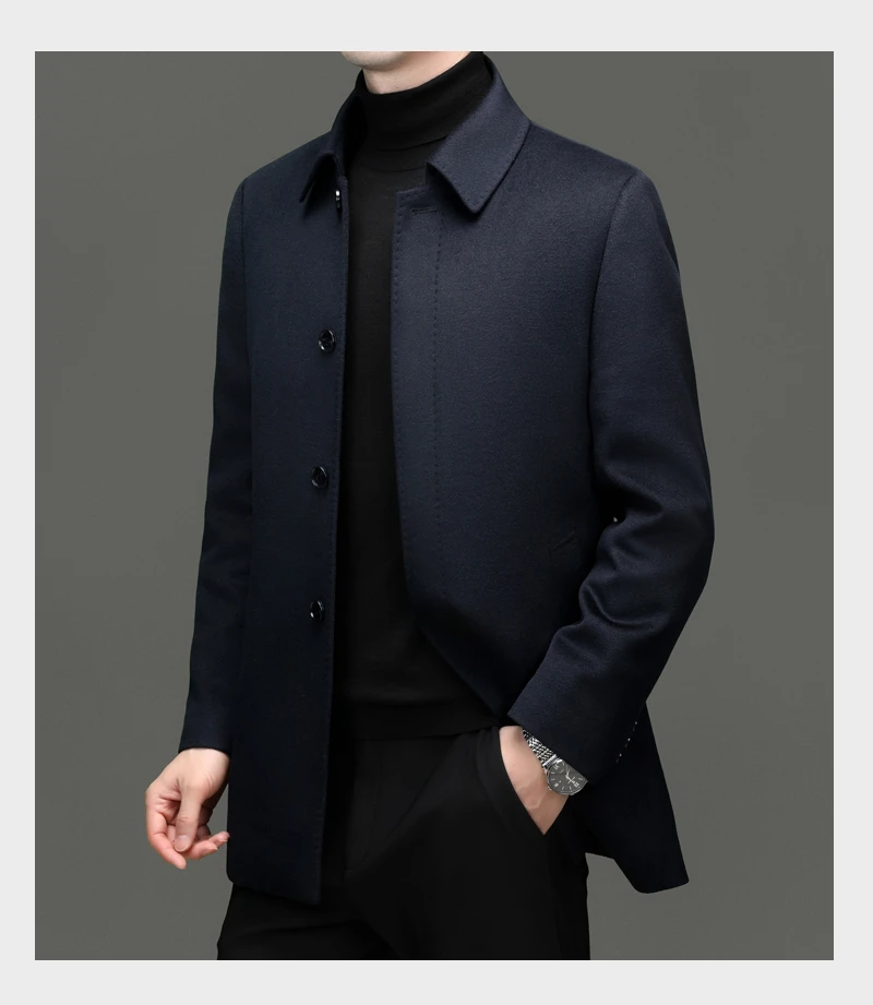 【20%羊绒80%绵羊毛】中老年上装男士秋冬天外套毛呢男士冬天外衣