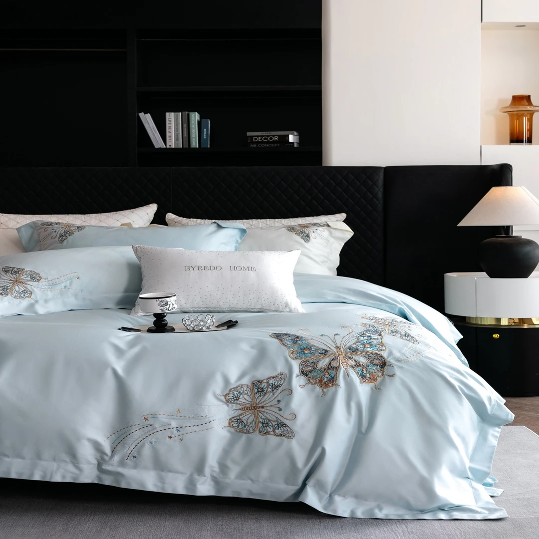 鑫惠-高端系列 蝴蝶系列超细新疆长绒棉全棉重工刺绣四件套