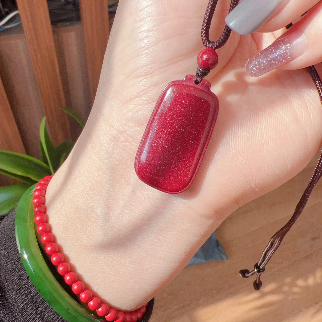 含辰砂工艺品高含量紫砂小款无事牌吊坠精致百搭