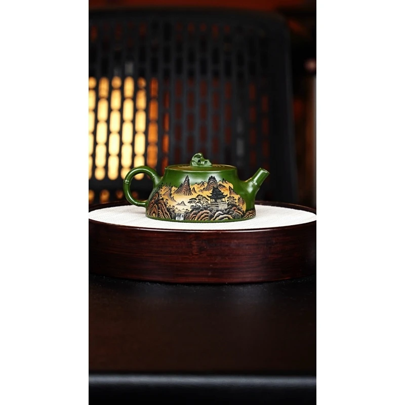 宜兴紫砂 竹石 绿泥（彩陶刻）范传梅h389