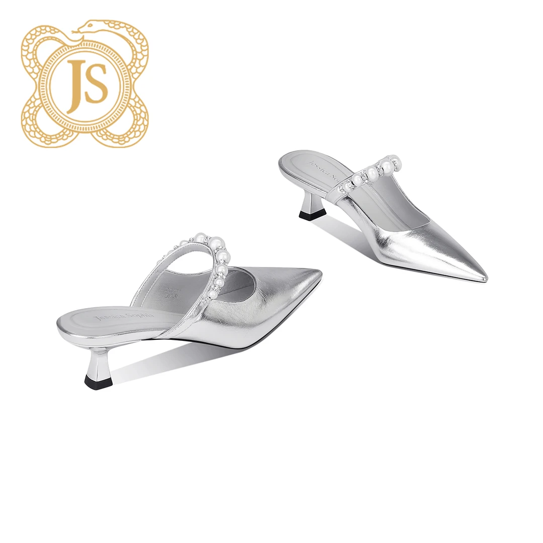 已开价，8920L651Z气质时尚百搭夏季春夏银色高跟尖头优雅包头拖