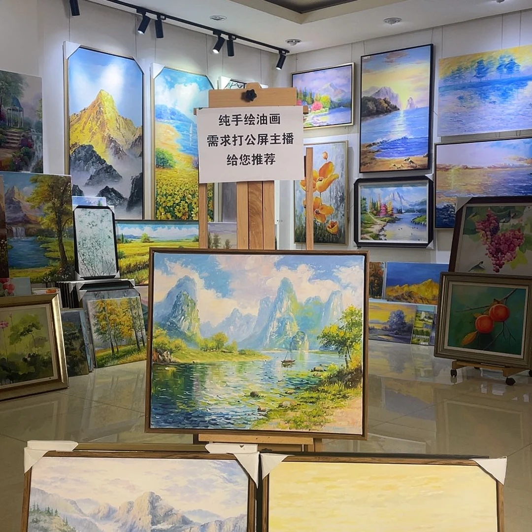 横款纯手绘油画带框60*70cm