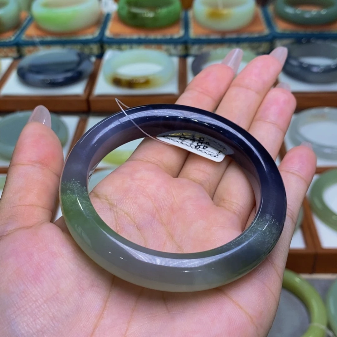 和田玉手镯未镶嵌m****o和田玉紫翠青54