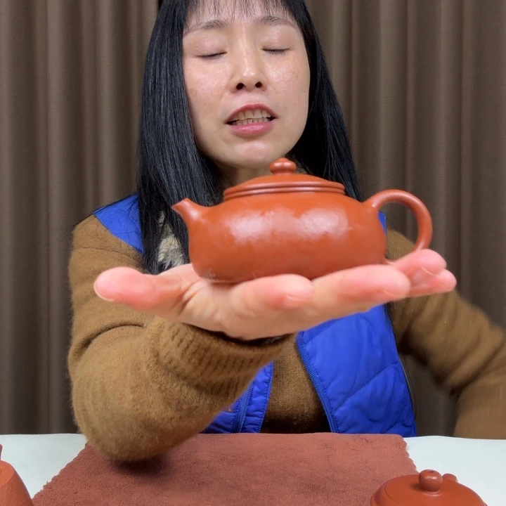 夕***小茶壶紫砂30目朱泥寒江150cc全手工