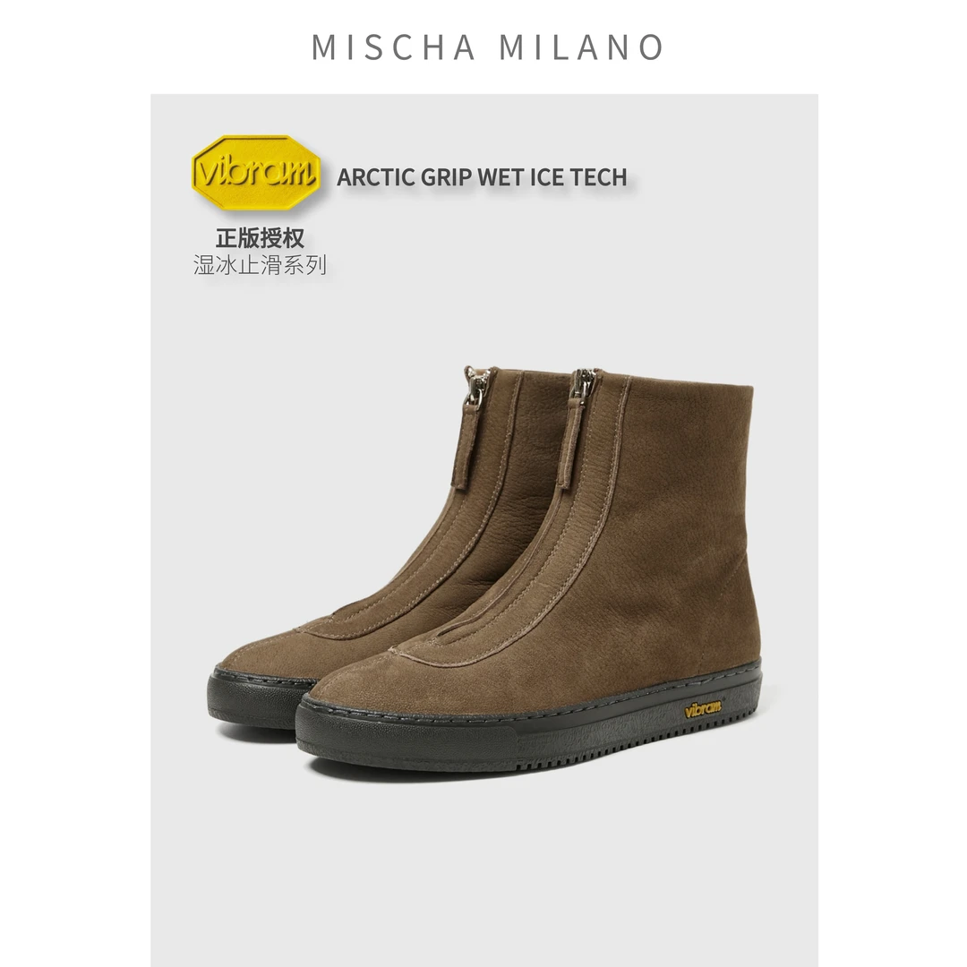 【湿冰止滑】意大利mischa&vibram 厚底马丁靴女2025新款短筒切尔西