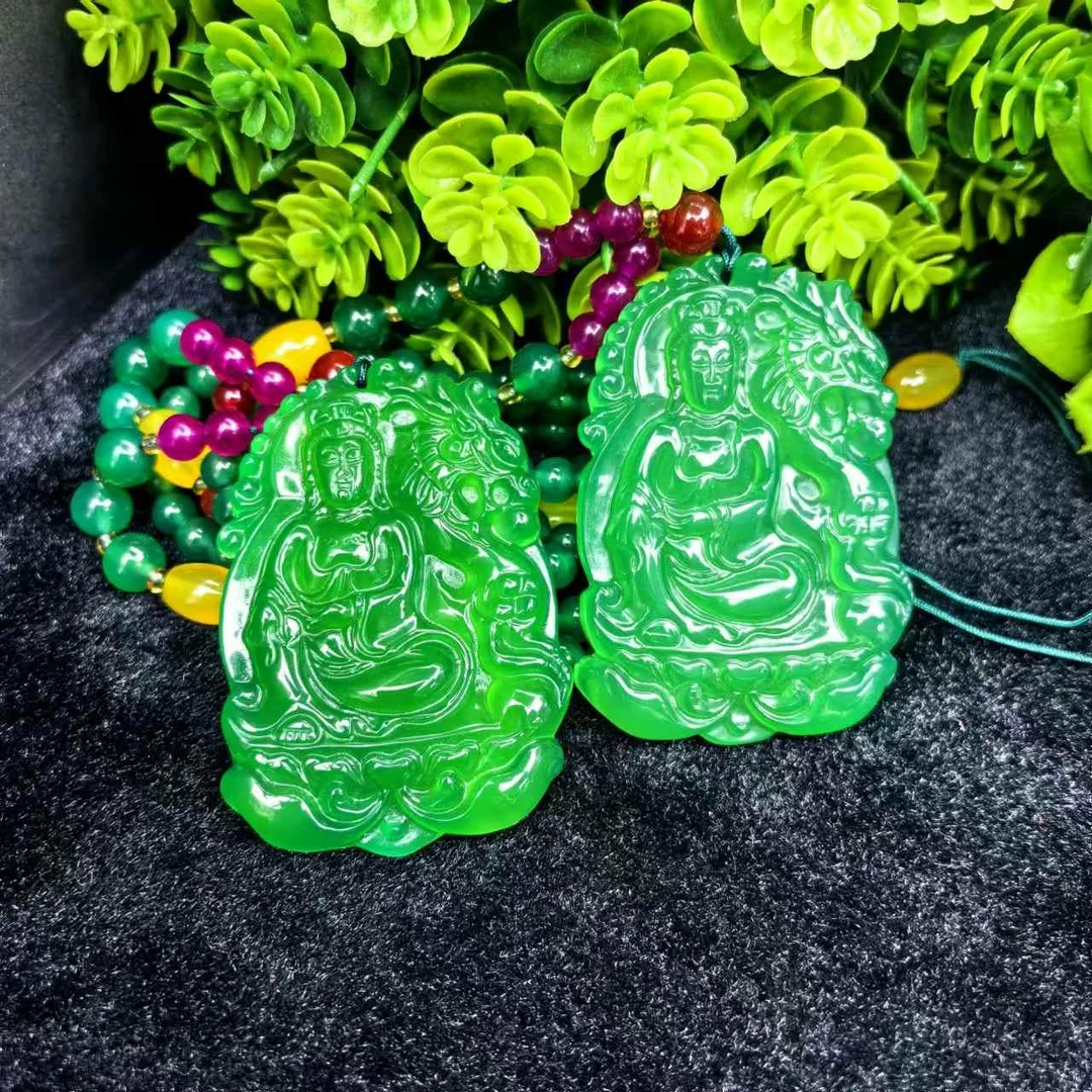 S6011-通天玉宗绿御龙观音吊坠-送礼佳品-配珠链-多样性只发一件