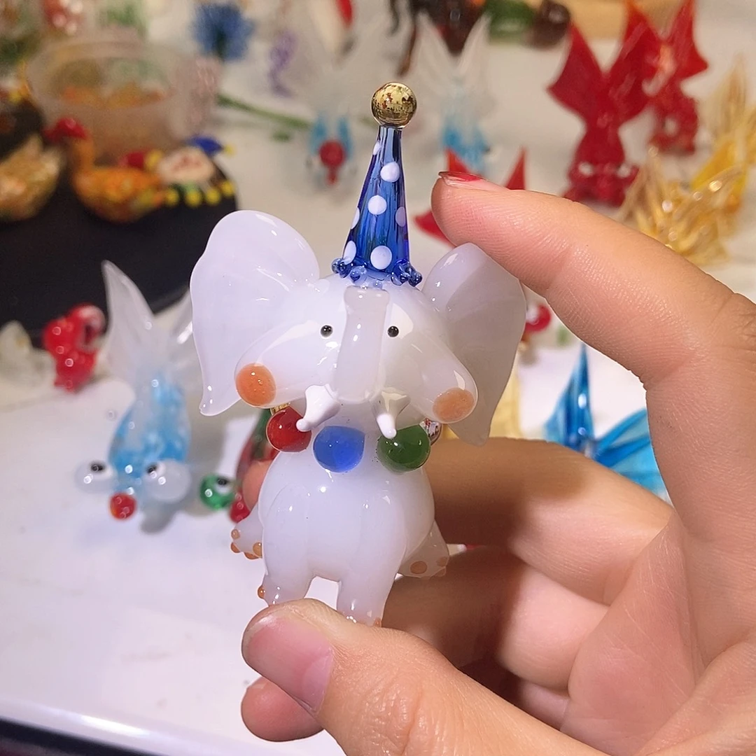 琉璃手工艺品大象白色