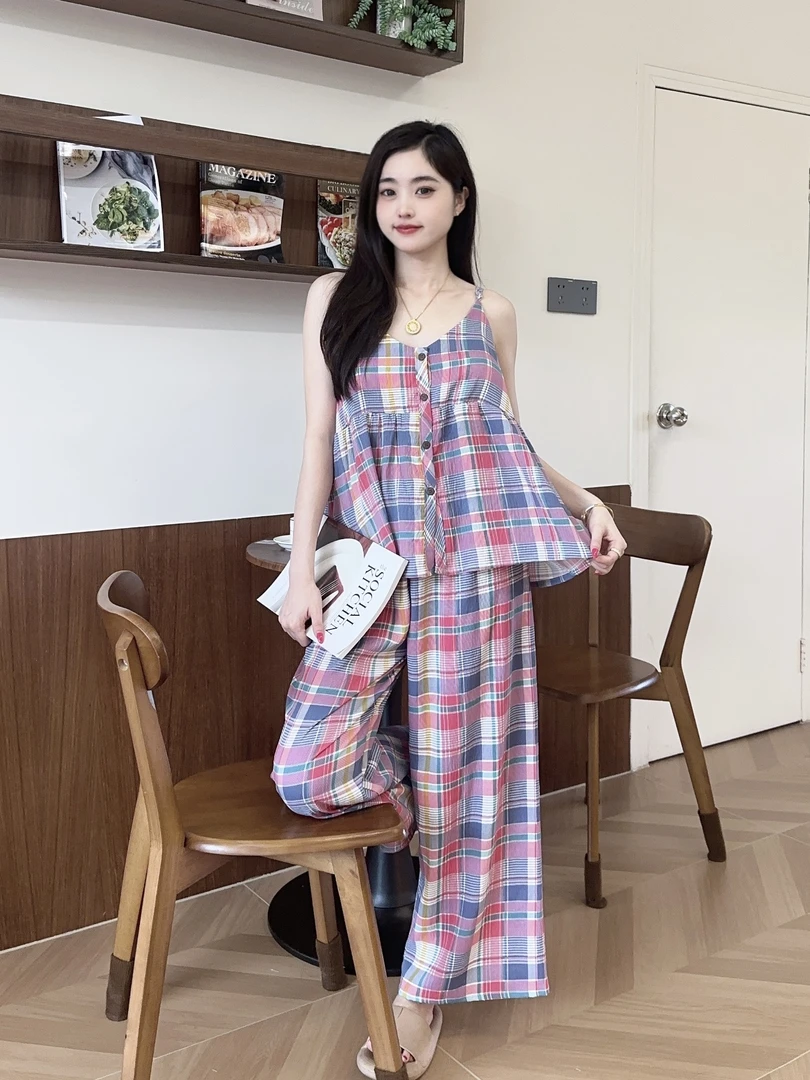 【2025新款】吊带套装夏季睡衣女小清新7195