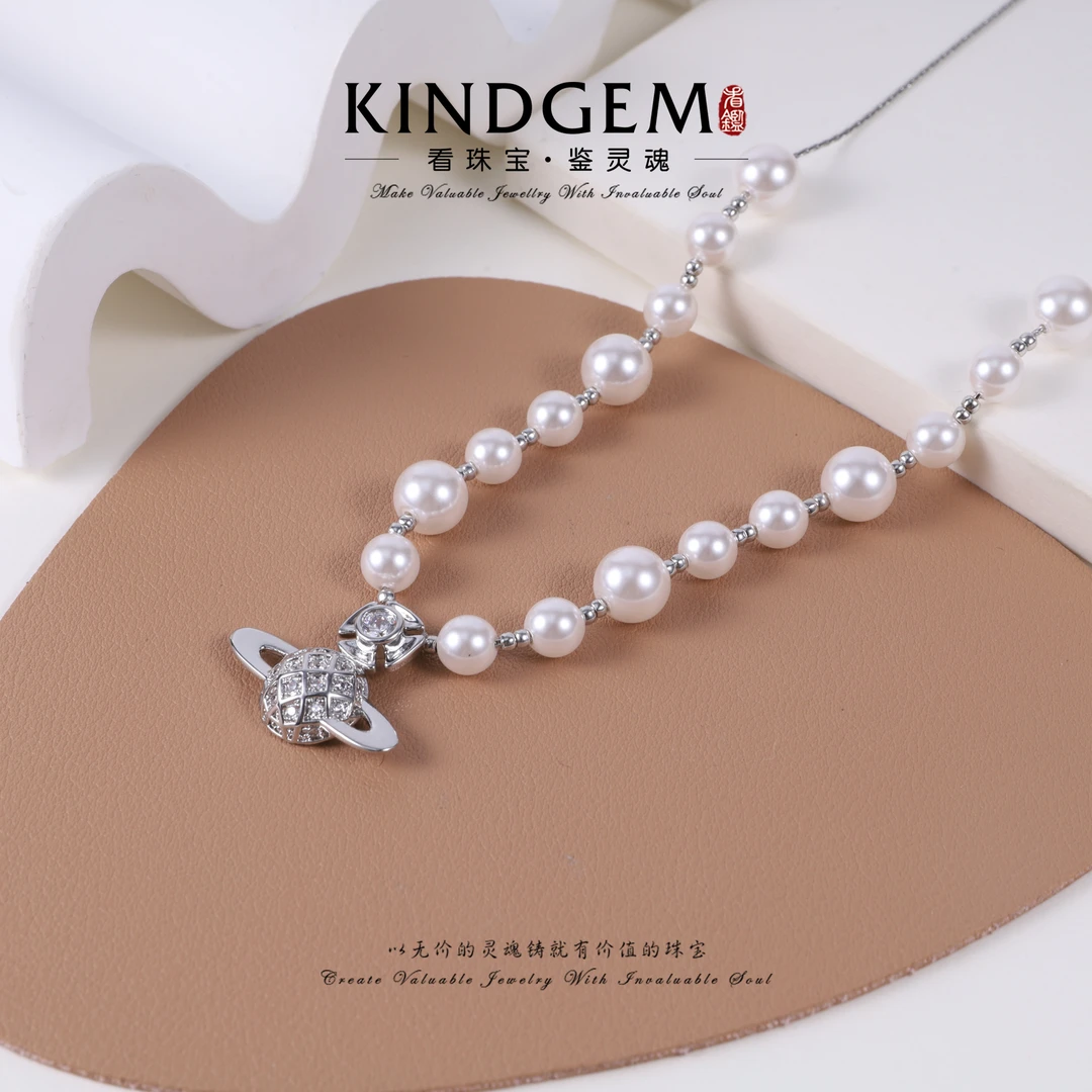铜合金项链 KindGem 轻奢时尚行星珠珠项链（80cm）C-36015