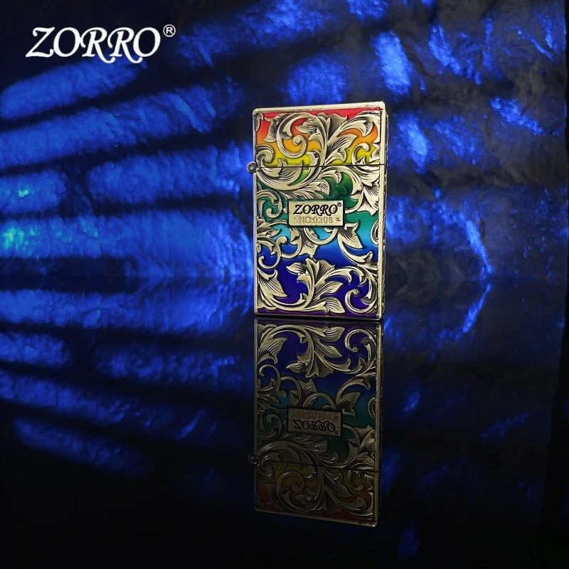 ZORRO佐罗正品夜光彩虹唐草花小重甲一体创意煤油防风打火机送礼
