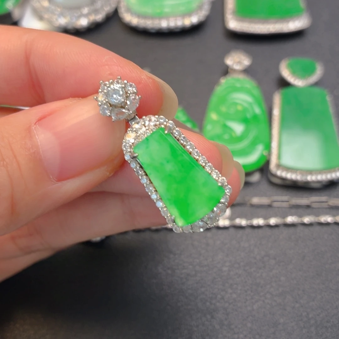 翡翠银S925镶嵌吊坠(不含链)