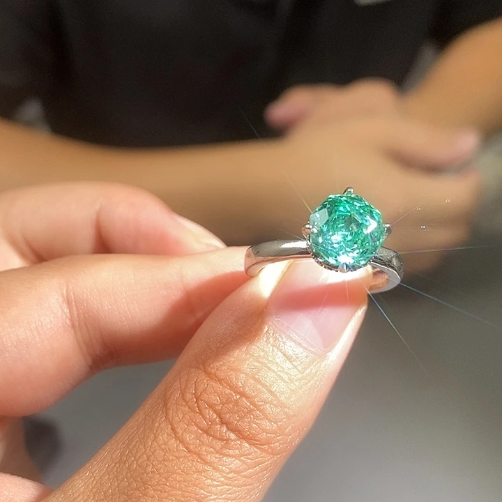纯铜石英石绿戒指