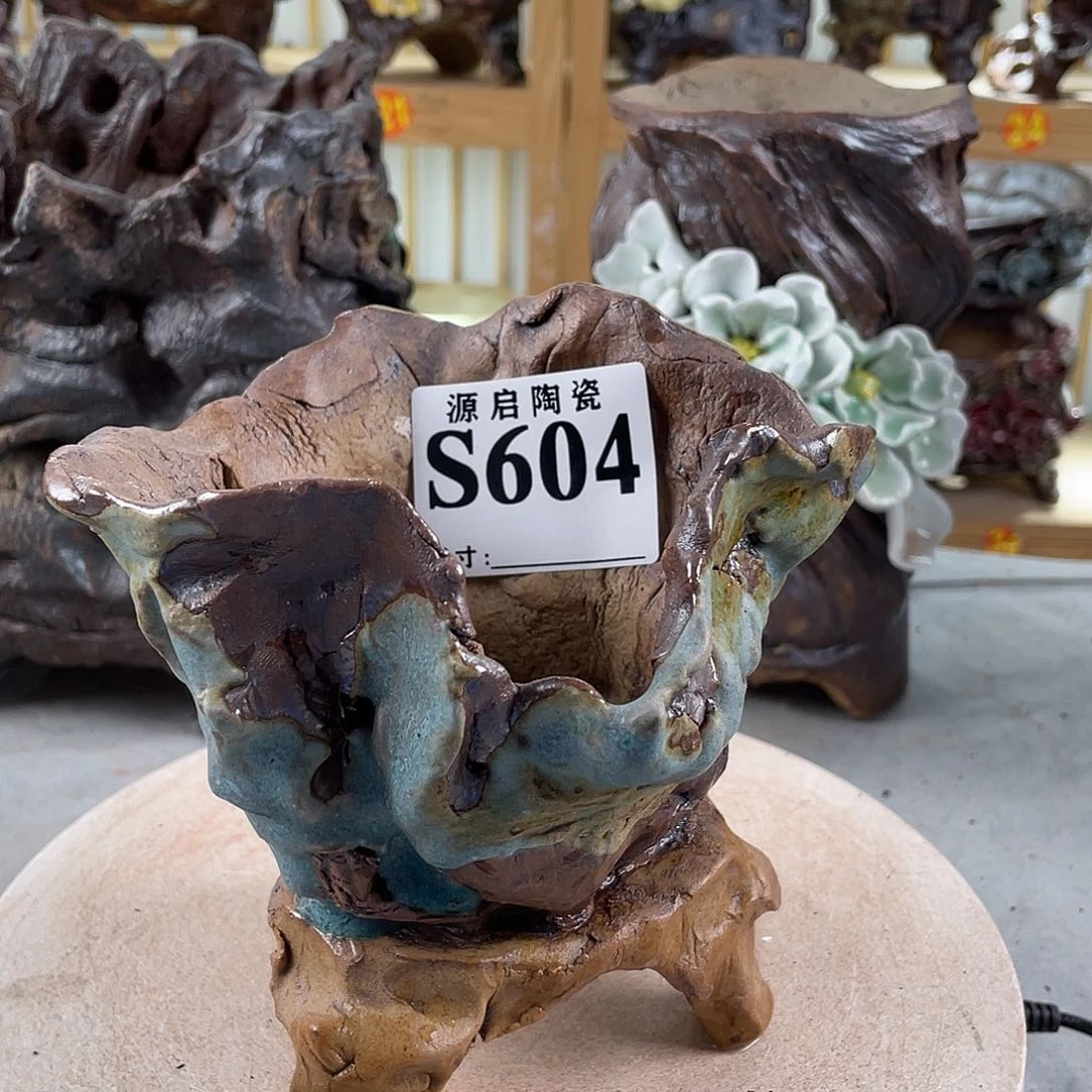 紫砂花盆景德镇陶瓷花盆604